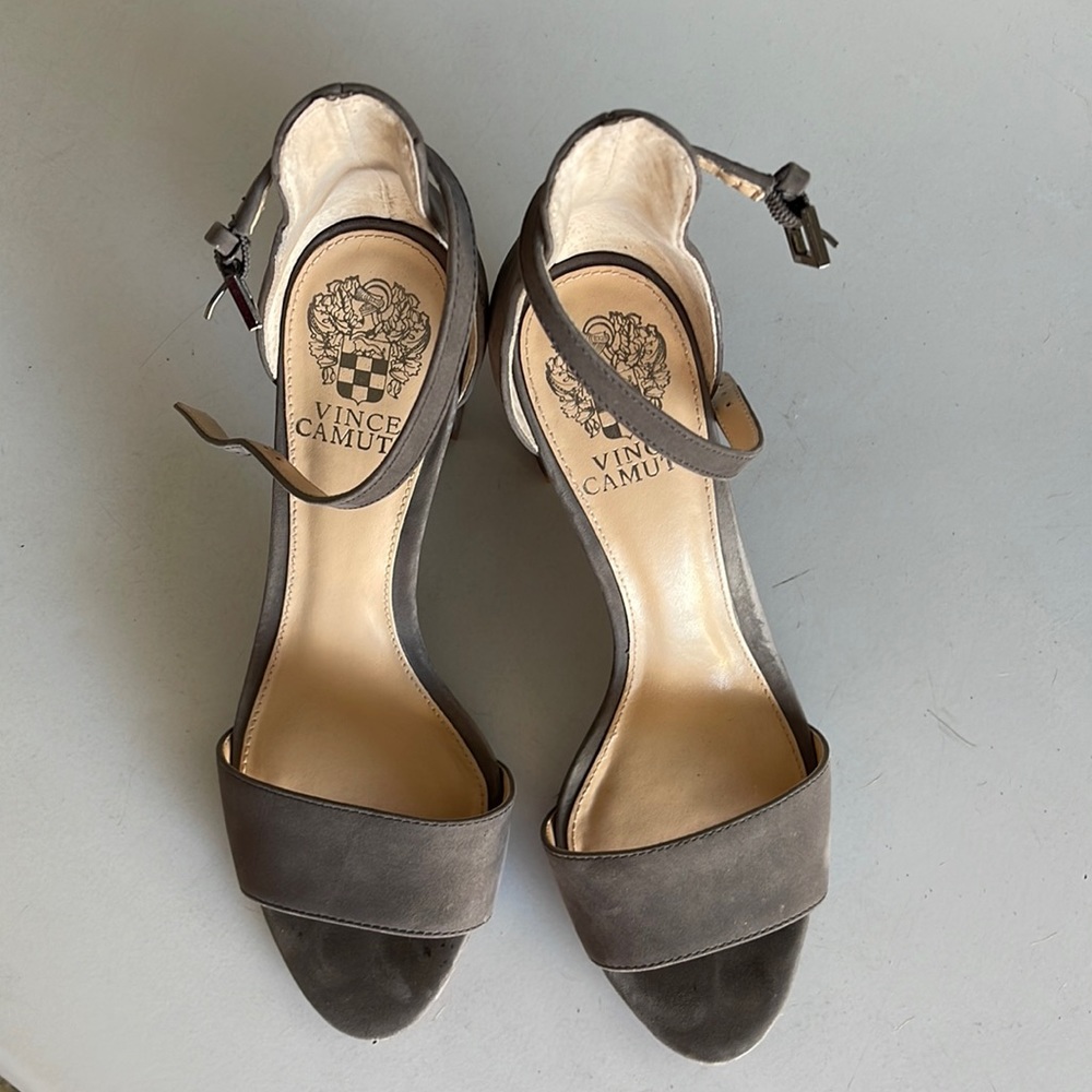 Vince Camuto grey suede heels